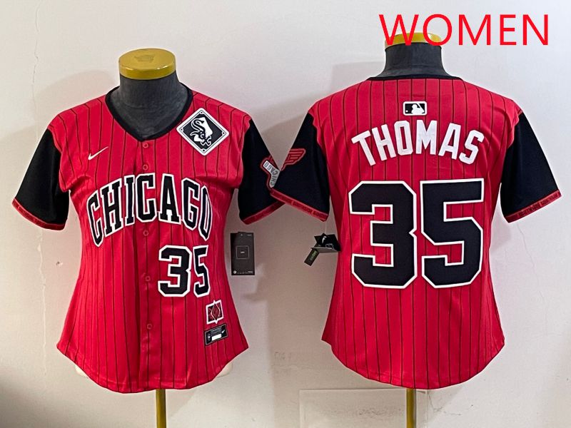 Women 2025 Chicago White Sox 35 Thomas Red Joint Name Nike MLB Jersey style 6